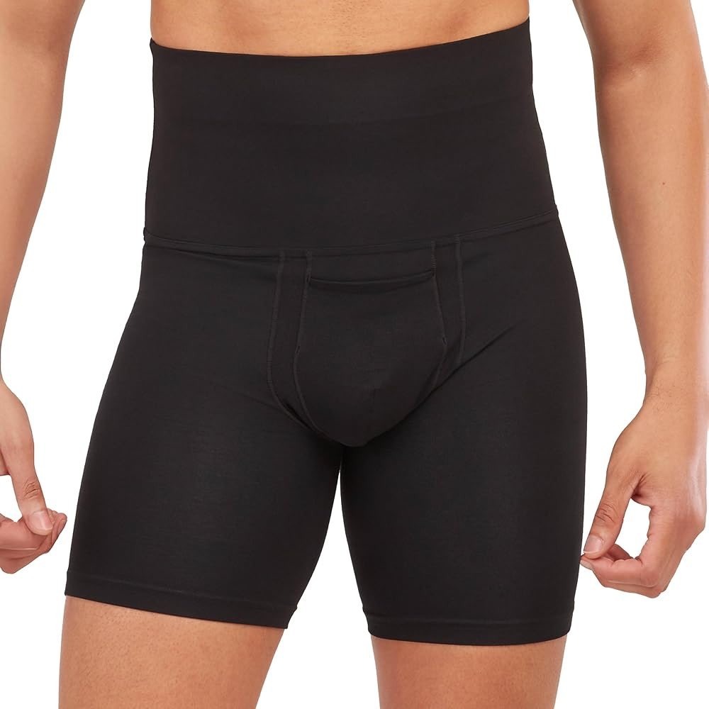 Spanx Mens Cotton Power Boxer Brief Black Ultra Sculpt High Waist Shapewear New